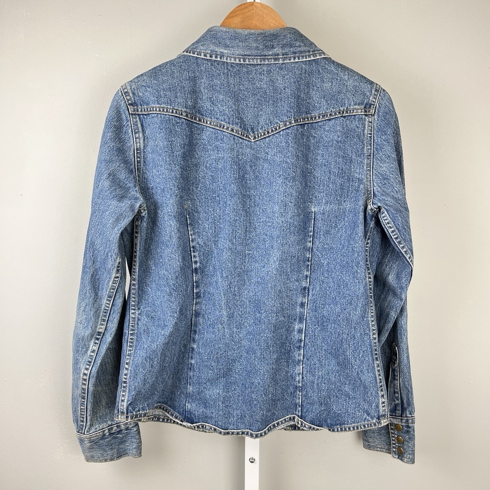 Vintage Y2K Arizona Jeans Denim Jacket Womens L Full Zip‎ 100% Cotton Western - Picture 5 of 6